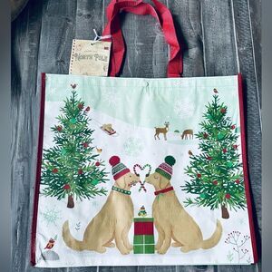 Christmas Dogs Pair Couple Reusable Eco Shopping Tote Bag